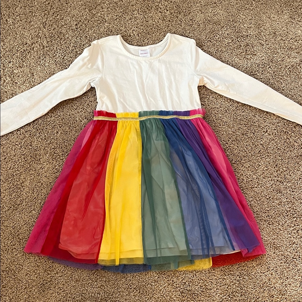 Hanna Andersson White and Rainbow Kids Dress